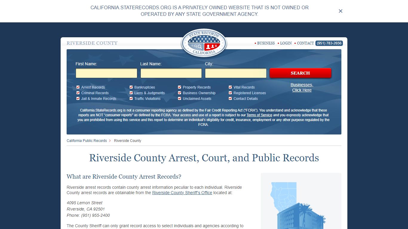 Riverside County Arrest, Court, and Public Records